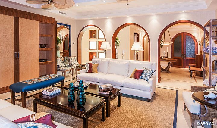 Living Room inside Residence 406 at Bellaria, Luxury Oceanfront Condominiums in Palm Beach, Florida 33480.