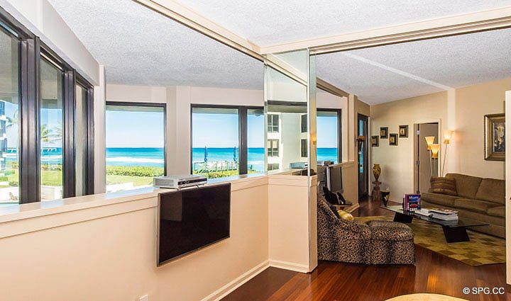 Upstairs Ocean View from Residence 1-101 at Oasis, Luxury Oceanfront Condos in Palm Beach, Florida 33480.