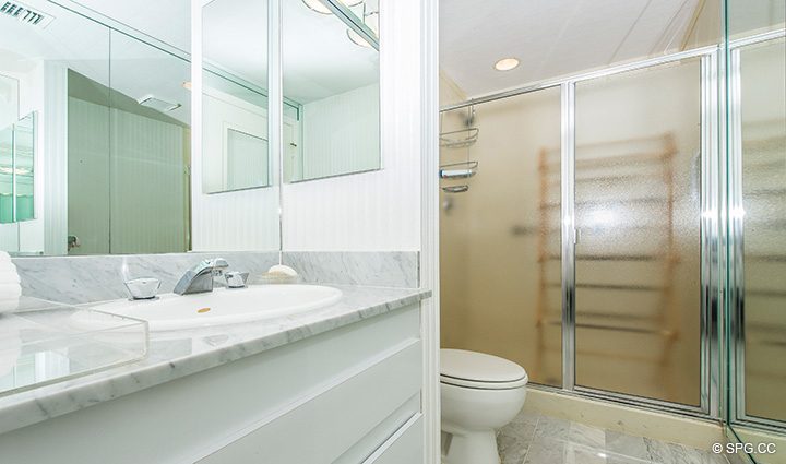 Guest Bathroom inside Residence 3-501 For Sale at Oasis, Luxury Oceanfront Condos in Palm Beach, Florida 33480.