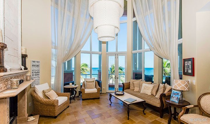 Living Room inside Oceanfront Villa 1 at The Palms, Luxury Oceanfront Condominiums Fort Lauderdale, Florida 33305