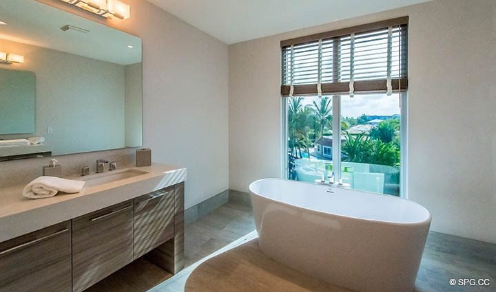 Master Bath with Soaking Tub in Residence 255 Shore Court at Sky230, Luxury Waterfront Townhomes in Lauderdale by the Sea, Florida 33308.