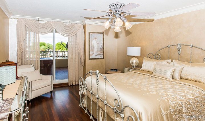 Master Bedroom inside Residence 105 at La Cascade, Luxury Waterfront Condominiums in Fort Lauderdale, Florida 33304.