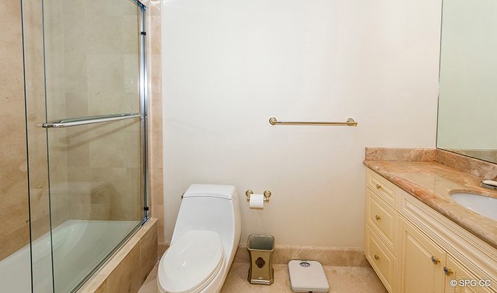 Updated Guest Bathroom in Residence 9F, Tower I at The Palms, Luxury Oceanfront Condominiums Fort Lauderdale, Florida 33305