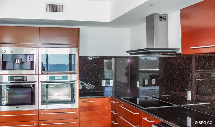 Kitchen inside Residence 803 at Las Olas Beach Club, Luxury Oceanfront Condos in Fort Lauderdale, Florida 33316.