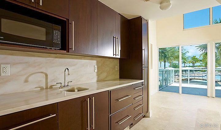 Cabana Kitchenette for Residence 1402/3 at The Continuum, Luxury Oceanfront Condominiums in Miami Beach, Florida 33139.