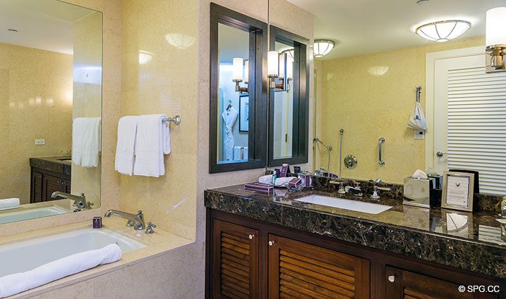 Guest Bathroom inside Apartment 1602 at the Ritz-Carlton Residences, Luxury Oceanfront Condominiums in Fort Lauderdale, Florida 33304.