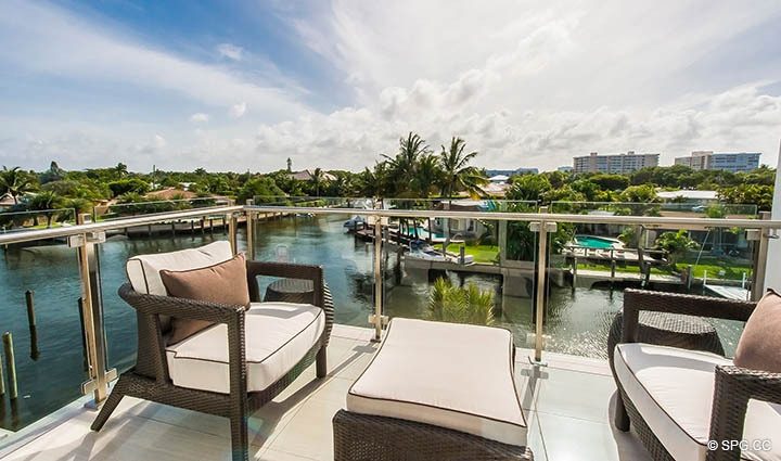 Master Bed Terrace Views from Residence 255 Shore Court at Sky230, Luxury Waterfront Townhomes in Lauderdale by the Sea, Florida 33308.