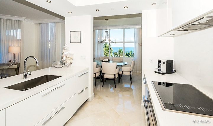 Open Kitchen and Dining Room in Residence 5D, Tower I at The Palms, Luxury Oceanfront Condominiums Fort Lauderdale, Florida 33305