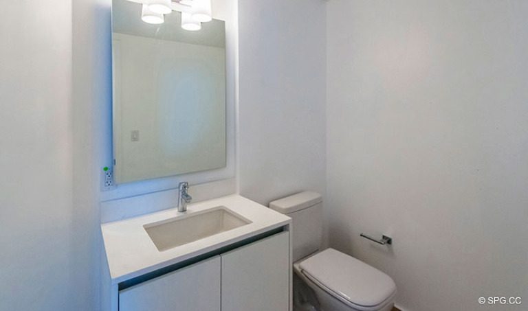 Powder Room inside Residence 4B at Sage Beach, Luxury Oceanfront Condominiums in Hollywood, Florida 33019