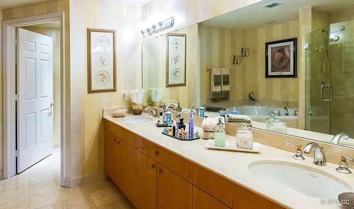 Master Bathroom inside Residence 105 at La Cascade, Luxury Waterfront Condominiums in Fort Lauderdale, Florida 33304.