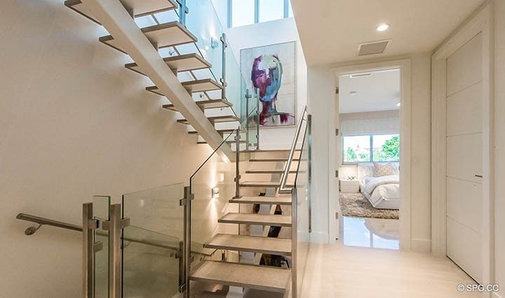 Stairway inside Residence 255 Shore Court at Sky230, Luxury Waterfront Townhomes in Lauderdale by the Sea, Florida 33308.