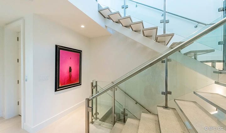 Stairway inside Residence 255 Shore Court at Sky230, Luxury Waterfront Townhomes in Lauderdale by the Sea, Florida 33308.