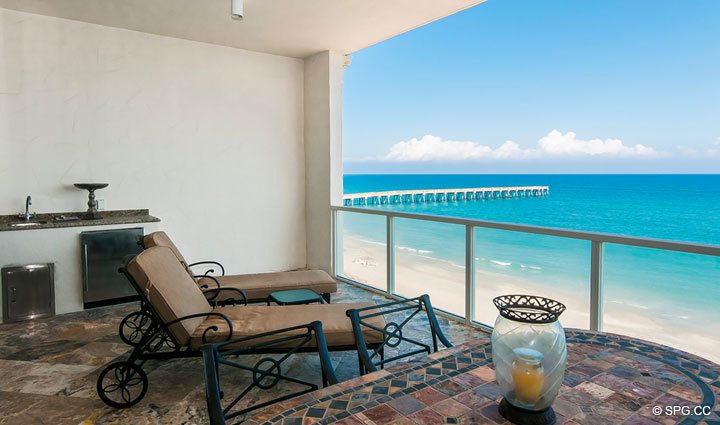 Large Terrace for Residence 508 at Bellaria, Luxury Oceanfront Condominiums in Palm Beach, Florida 33480.