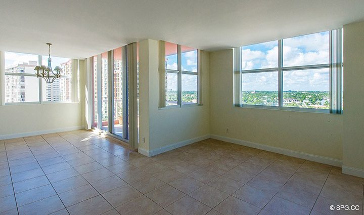 Living Room inside Residence 10E, Tower I at The Palms, Luxury Oceanfront Condominiums Fort Lauderdale, Florida 33305