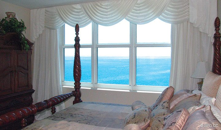 Bedroom at Luxury Oceanfront Residence 21D, Tower II, The Palms Condominiums, 2110 North Ocean Boulevard, Fort Lauderdale Beach, Florida 33305, Luxury Seaside Condos