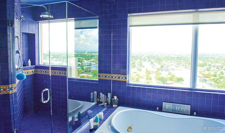 Bathroom, Luxury Oceanfront Residence 20E, Tower I at The Palms Condominium, 2100 North Ocean Boulevard, Fort Lauderdale Beach, Florida 33305