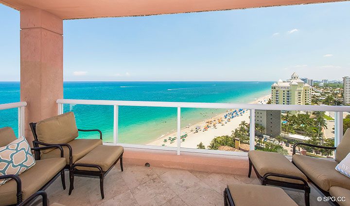 Spacious Private Terrace for Residence 17B, Tower II at The Palms, Luxury Oceanfront Condos in Fort Lauderdale, Florida 33305.