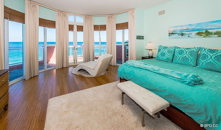 Master Bedroom in Oceanfront Villa 1 at The Palms, Luxury Oceanfront Condominiums Fort Lauderdale, Florida 33305