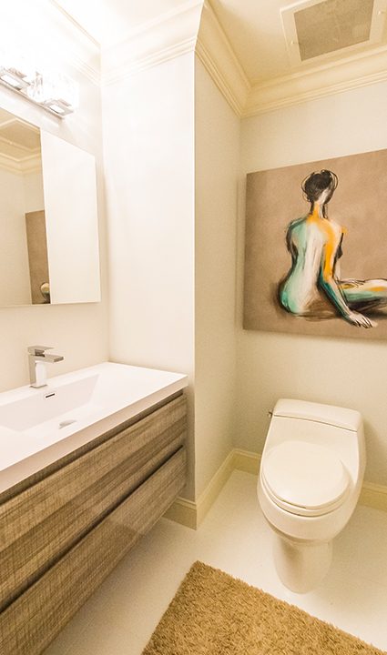 Powder room in Residence 12B, Tower I at The Palms, Luxury Oceanfront Condominiums Fort Lauderdale, Florida 33305