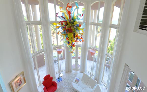 Living Room - Oceanfront Villa VI, The Palms luxury oceanfront condo, 2130 North Ocean Boulevard, Fort Lauderdale Beach, Florida 33305
