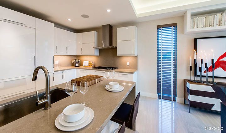Gourmet Kitchen in Residence 255 Shore Court at Sky230, Luxury Waterfront Townhomes in Lauderdale by the Sea, Florida 33308.