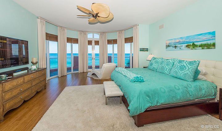 Master Bedroom in Oceanfront Villa 1 at The Palms, Luxury Oceanfront Condominiums Fort Lauderdale, Florida 33305