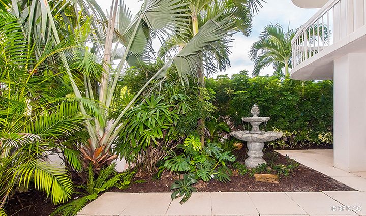 Lavish Garden Surrounding Residence R1C1 at The Stratford, Luxury Oceanfront Condominiums in Palm Beach, Florida 33480.
