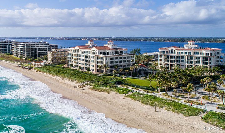 Aerial of Residence 406 at Bellaria, Luxury Oceanfront Condominiums in Palm Beach, Florida 33480.