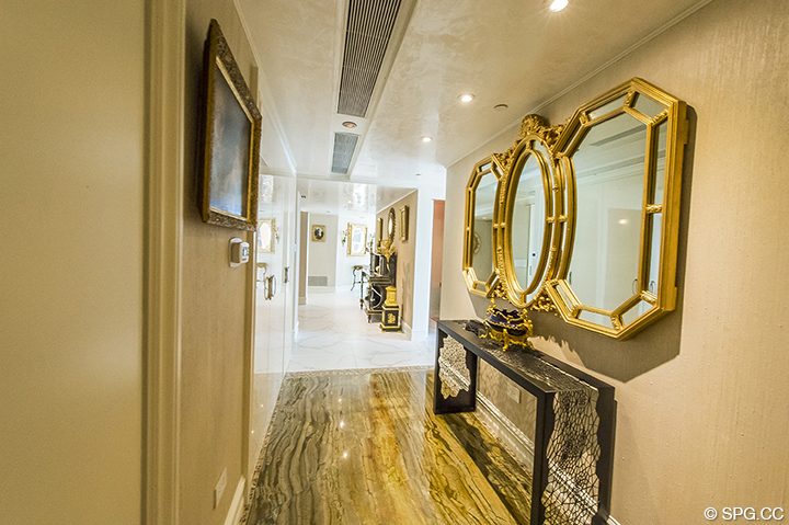 Hallway inside Residence 1106 at Acqualina, Luxury Oceanfront Condominiums in Sunny Isles Beach, Florida 33160