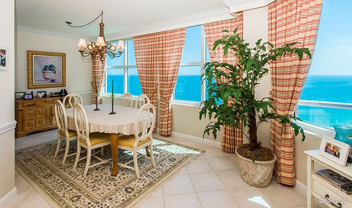 Dining Room inside Residence 20E, Tower 2 at The Palms, Luxury Oceanfront Condominiums Fort Lauderdale, Florida 33305
