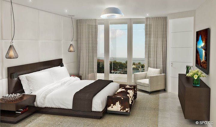 Bedroom at Residence 255 Shore Court at Sky230, Luxury Waterfront Townhomes in Lauderdale by the Sea, Florida 33308.