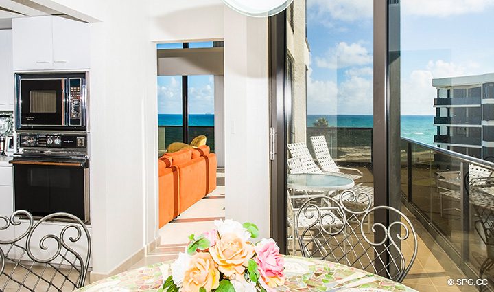 Breakfast Area inside Residence 3-501 For Sale at Oasis, Luxury Oceanfront Condos in Palm Beach, Florida 33480.