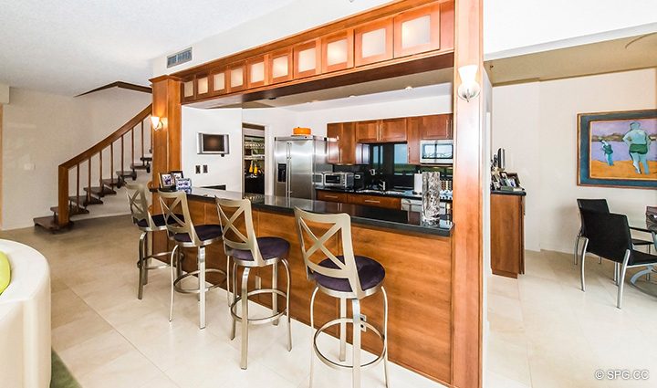 Gourmet Kitchen inside Residence 1-101 at Oasis, Luxury Oceanfront Condos in Palm Beach, Florida 33480.