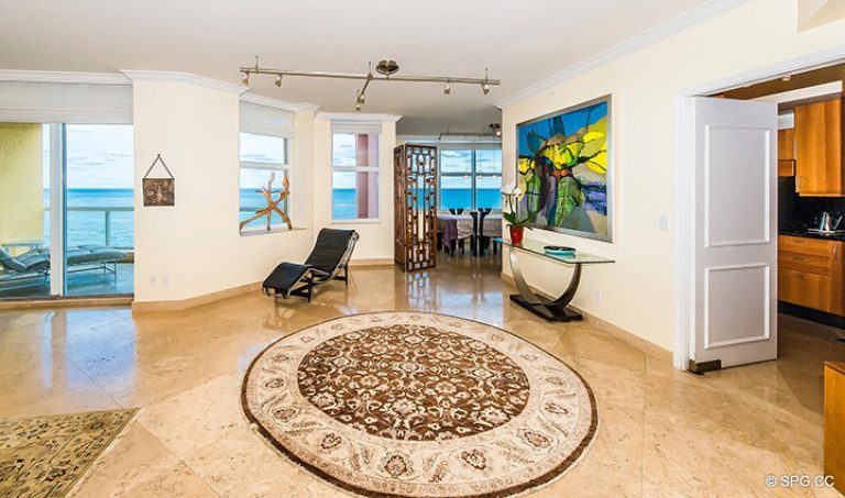 Living Room in Residence 12D, Tower I at The Palms, Luxury Oceanfront Condominiums Fort Lauderdale, Florida 33305