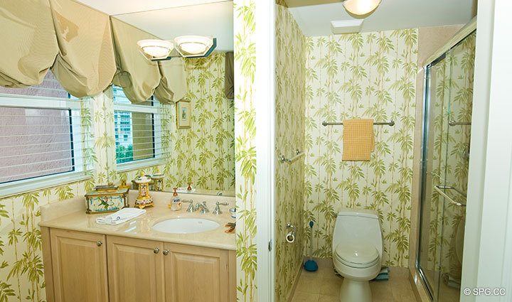 Guest Bathroom at Luxury Oceanfront Residence 7A, Tower II, The Palms Condominiums, 2110 North Ocean Boulevard, Fort Lauderdale Beach, Florida 33305, Luxury Seaside Condos
