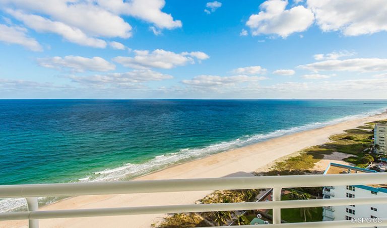 Beachfront Terrace Views from Residence 18D at Cristelle, Luxury Oceanfront Condominiums in Lauderdale by the Sea, Florida 33062.