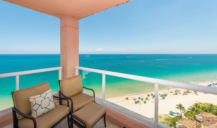Unobstructed Ocean Views from Residence 17B, Tower II at The Palms, Luxury Oceanfront Condos in Fort Lauderdale, Florida 33305.