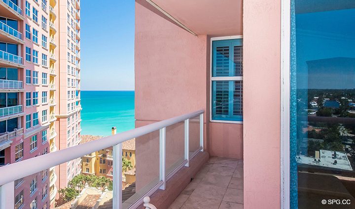 Master Terrace Partial Ocean View from Residence 12B, Tower I at The Palms, Luxury Oceanfront Condominiums Fort Lauderdale, Florida 33305