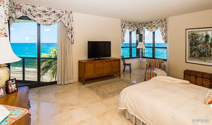 Master Suite with Ocean Views in Residence 1-503 For Sale at Oasis, Luxury Oceanfront Condos in Palm Beach, Florida 33480.