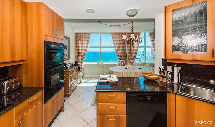 Ocean Views from the Kitchen in Residence 20E, Tower 2 at The Palms, Luxury Oceanfront Condominiums Fort Lauderdale, Florida 33305