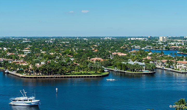 Intracoastal Waterway Views from Apartment 1602 at the Ritz-Carlton Residences, Luxury Oceanfront Condominiums in Fort Lauderdale, Florida 33304.