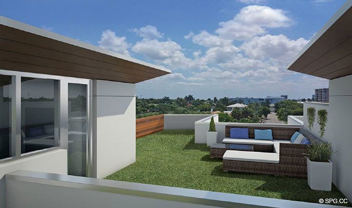 Rooftop Terrace for Residence 255 Shore Court at Sky230, Luxury Waterfront Townhomes in Lauderdale by the Sea, Florida 33308.