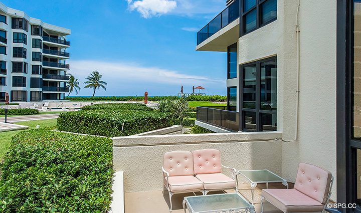 Facing the Ocean from Residence 1-102 For Sale at Oasis, Luxury Oceanfront Condos in Palm Beach, Florida 33480.