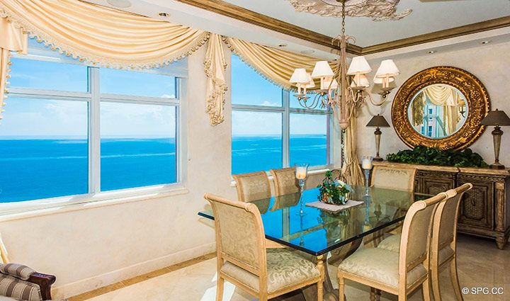 Dining Room inside Residence 18B, Tower I at The Palms, Luxury Oceanfront Condominiums Fort Lauderdale, Florida 33305