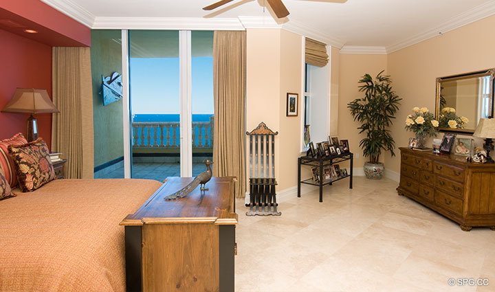 Master Bedroom at Luxury Oceanfront Residence at 25D, Tower II, The Palms Condominium, 2110 North Ocean Boulevard, Fort Lauderdale Beach, Florida 33305, Luxury Waterfront Condos 
