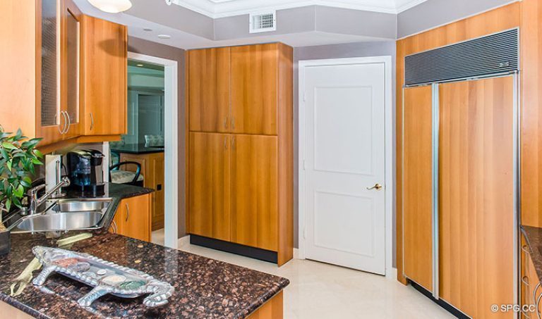 Kitchen inside Residence 15E, Tower II at The Palms, Luxury Oceanfront Condos in Fort Lauderdale, Florida 33305.