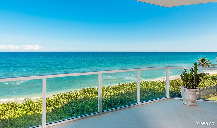 Oceanfront Terrace for Residence 406 at Bellaria, Luxury Oceanfront Condominiums in Palm Beach, Florida 33480.