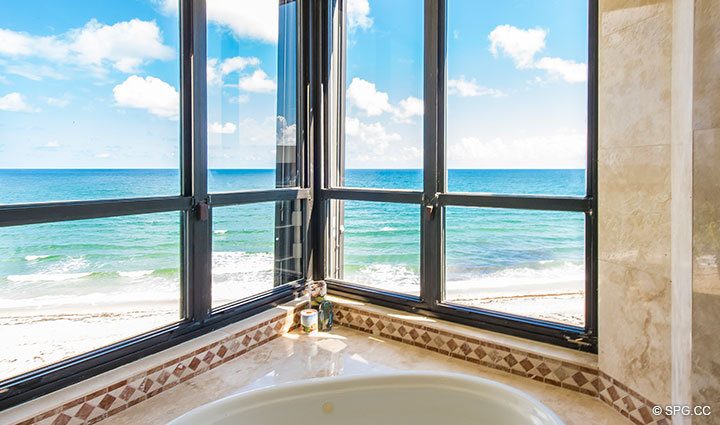 Relaxing Bathtub with Ocean Views in Residence 1-503 For Sale at Oasis, Luxury Oceanfront Condos in Palm Beach, Florida 33480.