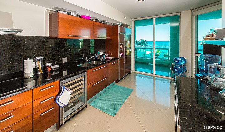 Kitchen in Residence 803 at Las Olas Beach Club, Luxury Oceanfront Condos in Fort Lauderdale, Florida 33316.