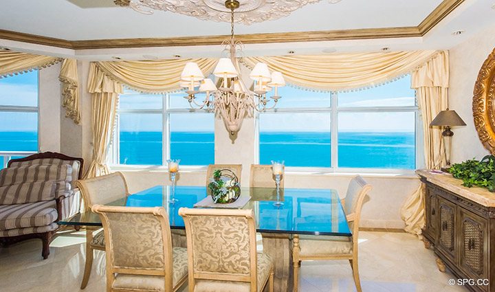 Dining Room Views from Residence 18B, Tower I at The Palms, Luxury Oceanfront Condominiums Fort Lauderdale, Florida 33305